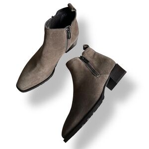 Aquatalia Fuoco Suede Ankle Boots Mushroom Taupe Water Resistant Size 8.5